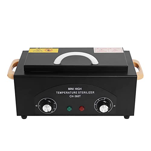 High Temperature Metal Tool Cleaning Box, 1.5L Dry Heat Box with Adjustable Temperature and Time for Nail Barber Tattoo Metal Equipment Cleaning (Black)