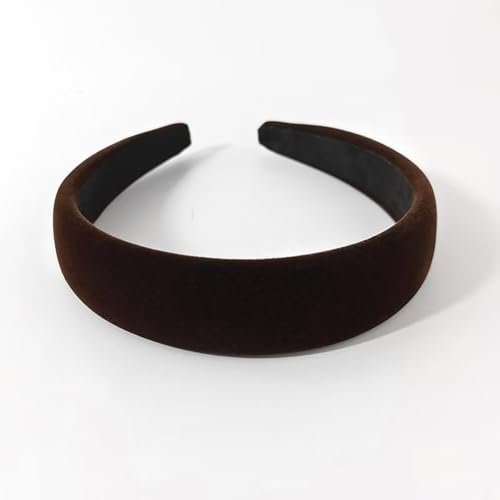 Deep brown Velvet Padded Headbands for Women Fashion Non slip Comfortable Head Bands for Women (Deep brown, one size)