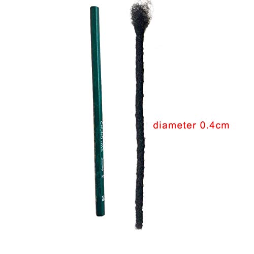 Human Hair Dreadlocks Extension Handmade Locs Small Size(diameter 0.4cm) 16inch 40 Strands/pack Natural Black #1B