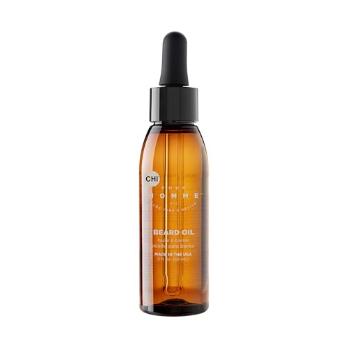 CHI Pour Homme Beard Oil for Men, Softens & Smooths Hair & Moisturizes Skin, Promotes Growth, Made With Aloe Vera & Nettle, Fresh, Woody Scent, 2 oz