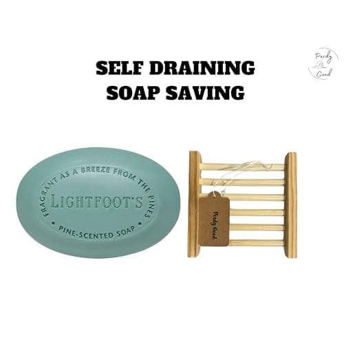 Lightfoot's Pine Soap for Men (3 Bars) All Natural Pine Scented Mens Athletic Soap for Body or Hands and One (1) Bamboo Holder