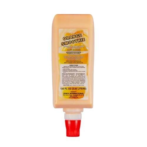 Zenex Orange Smoothie Hand Soap with Emollients - Industrial Hand Cleaner | Citrus Scent | Remove Stubborn Grease & Grime | Moisturizing Non-Abrasive Formula is Gentle On Skin | 3.55 L (4-Pack)