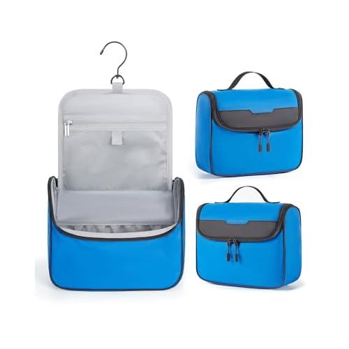 BAGSMART Travel Toiletry Bag for Men, Hanging Toiletry Bag for Mens Traveling, Outdoor Activities, Bathroom Shaving, Travel Essentials Dopp Kit Organizer 360 Swivel Hook Water Resistant, Blue