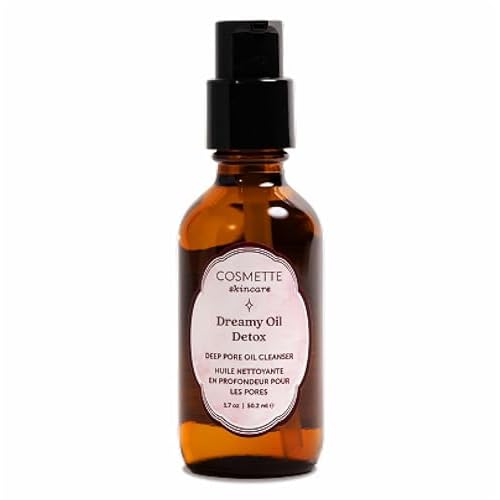 Cosmette Dreamy Deep Cleansing Oil Blend for Sensitive Skin, Vegan Makeup Remover & Facial Pore Cleanser - Jojoba, Coconut, Castor, Pumpkin & Lavender - Gentle, Hydrating, Natural Skincare, 1.7 FL Oz