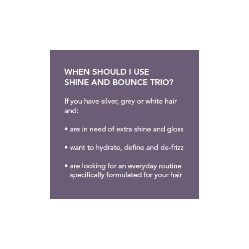 White Hot Shine and Bounce Trio: Glorious Shampoo 200ml, Luminous Conditioner 200ml, Infinity Mousse 150ml, Detoxing, nourishing, moisturising care plus low-effort, big impact style.
