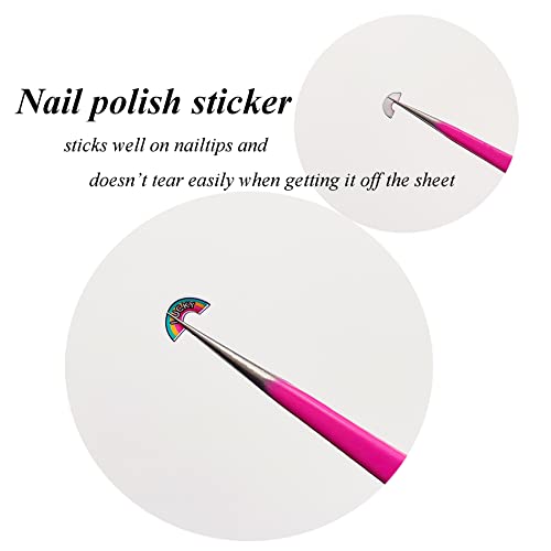 Cute Nail Stickers for Kids Including Animals Flowers Cloud Star Heart and More Self Adhesive Fingernail Decal Stickers for Little Girls Women Nail Art Decoration Fun (Pack of 9)