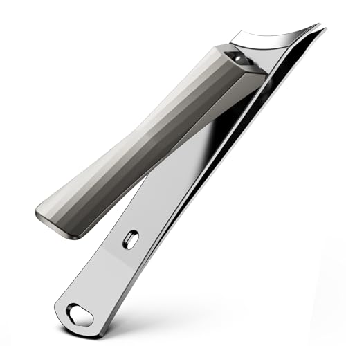 BEZOX Slant Curved Balde Nail Clippers for Ingrown & Thick Nails - Stylish Heavy Duty Toe Nail Clipper for Seniors, Angled Precision Cutting Edge Fingernail Clippers, Integrated Nail File - Champagne