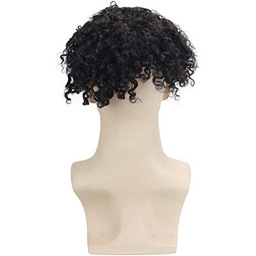Toupee for Men European Human Hair Replacement System Hairpieces Soft Thin Super Full Swiss Lace Toupee 10¡±x8¡± Base Small Curly Natural Black Color