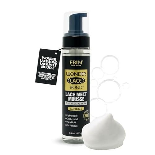 EBIN NEW YORK Wonder Lace Bond Melt Mousse 8.5oz/250ml- Extreme Firm Hold (Supreme) | Biotin + Castor Oil | No Residue, Long Lasting Formula with Protecting Edges, Gives Undetectable and Natural Look