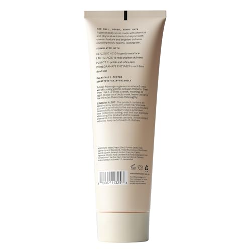 Versed Buff It Out AHA Exfoliating Body Scrub and Mask - Lactic Acid & Glycolic Acid Exfoliant - Microfine Pumice Body Exfoliator to Polish and Smooth Bumpy, Dry Skin - Vegan & Cruelty-Free (8 oz)