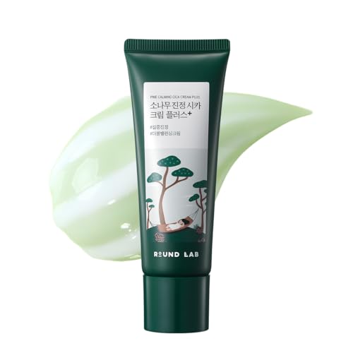 ROUND LAB Pine Cica Calming Cream Plus 60ml ? Dual-Texture Soothing Cream for Blemish Care, Acne-Prone Skin Safe, Sebum & Oil Control, Intensive Calming, Strengthens Skin Barrier, Clear & Calm Finish