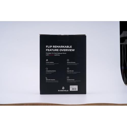 EASEHOLD Foldable Tri-Fold Lighted Makeup Vanity Mirror with 60 LED Lights, 1X/2X/3X Magnification, Touch Control Dimming, 3000mah Rechargeable, 360¡Æ Rotation, Portable Travel Folding Compact Mirror