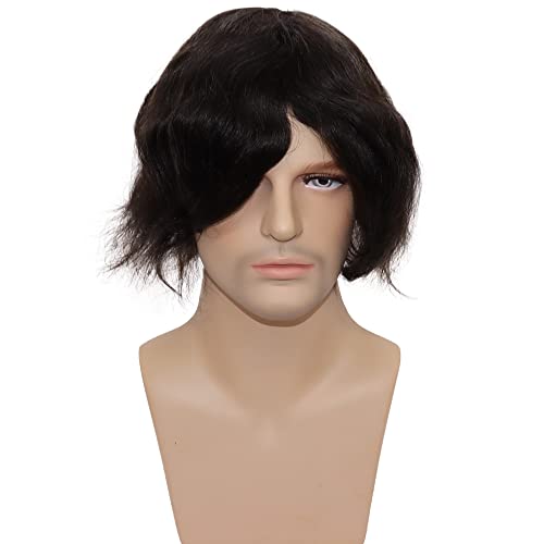 Men toupee Toupee for Men Undetectable Swiss Full Lace Men's Toupee European Human Hair Reaplacement Systems Hair Pieces Free Hairstyle 8X10 Inches(Natural Black Color)