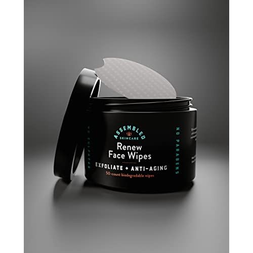 Renew Face Wipes, 50-Count (Pack of 1). Exfoliating, anti-aging, and pre-shave face wipes.