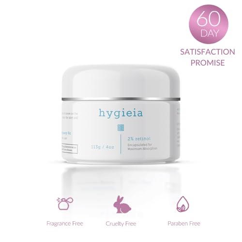 Hygieia + Encapsulated 2% Retinol Cream, 4oz ? Liposomal Anti-Wrinkle Cream for Face, Neck & Body ? Fast & Deep Cellular Absorption ? Day or Night Cream for Firming, Lifting & Repairing Aging Skin