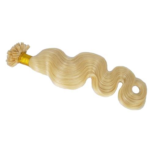 U Tip Hair Extensions Human Hair Wavy Blonde Pre-bonded Weft 613 BW Bundle(18")