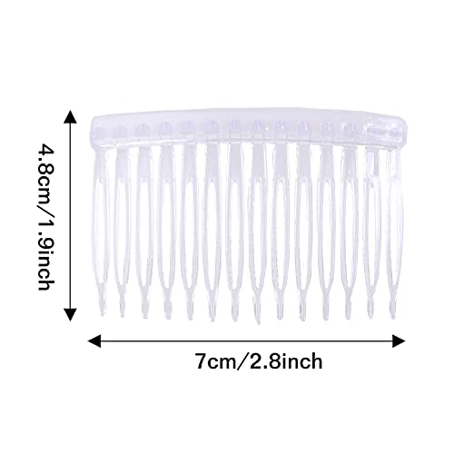 Cinaci 30 Pack Small Clear White Plastic Hair Side Combs Slide Bun Holder with 14 Teeth DIY Headpieces Thin Fine Hair Clips Grips French Twist Barrettes Accessories for Women Girls Wedding Brides Veil