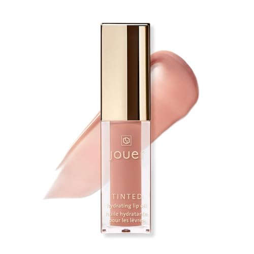 Jouer Essential Tinted Hydrating Lip Oil Gloss ? Moisturizing Dry Lip Treatment Serum - Fragrance Free Tinted Lip Oil - Jojoba Seed Oil and Apricot Oil Formula
