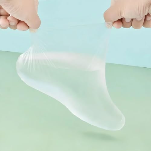 400-Pack Disposable Plastic Foot Covers for Feet ? Leak-Proof Paraffin Wax Bath Liners, Moisturizing Socks for Pedicure, Spa, Cracked Heel Care & Shoe Trials (Includes Stickers for Secure Fit)