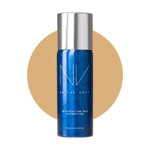NV BB Perfecting Mist Foundation Buildable Coverage Professional Airbrush Makeup with Plant-based Stem Cell Polypeptides, Vitamins A, D, E and Aloe, 1.5 ounces, Cool Sand