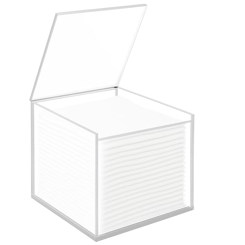 Disposable Face Towel Holder Storage Box with 50 Count Face Towel, Clear Acrylic Box Container Compatible With Clean Skin Club Clean Towel XL, Makeup Organizer With Flip Lid