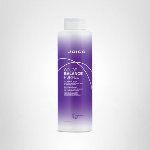 Joico Color Balance Purple Conditioner | For Cool Blonde, Gray Hair | Eliminate Brassy Yellow Tones | Boost Color Vibrancy & Shine | UV Protection | With Rosehip Oil & Green Tea Extract | 33.8 Fl Oz