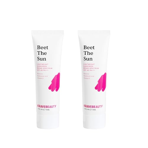 KraveBeauty Beet The Sun SPF 40 Duo ? Korean-Inspired Daily Broad Spectrum Sunscreen, Non-Greasy, No White Cast, Vegan & Cruelty-Free, 1.7 fl oz x2
