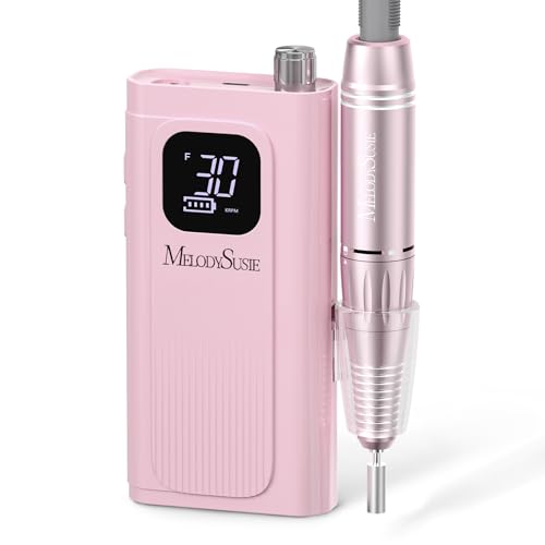 MelodySusie Entry-Level Clip-On Cordless Essential Nail Drill, SC300F 30000RPM Reliable E-File with LCD Display for All Manicure Shaping & Gel Removal, Ideal for Training, Nail Art Practice & Home Use