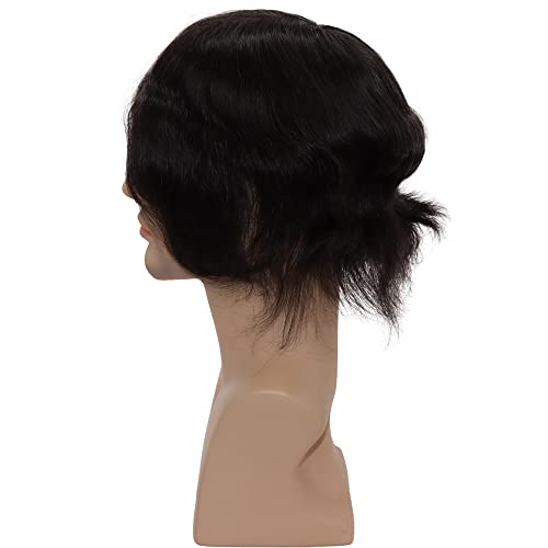 Men toupee Toupee for Men Undetectable Swiss Full Lace Men's Toupee European Human Hair Reaplacement Systems Hair Pieces Free Hairstyle 8X10 Inches(Natural Black Color)