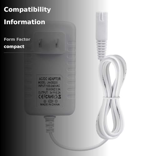 Charger Replacement for Waterpik Water Flosser WP360W WP462 WP450, Power Cord, 5ft, White