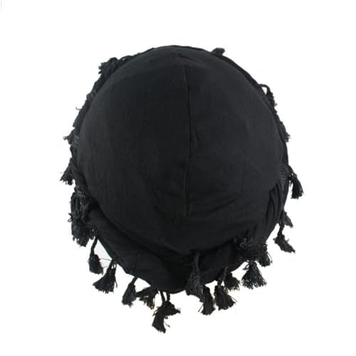 YuMENo Turban for Men Women Vintage Twist Durag Head Wraps Satin Lined Halo Turban with Tassel Waves Braids
