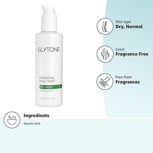 Glycolic Acid Body Wash – Exfoliating & Moisturizing Body Wash for Dry Skin, Reduce Keratosis Pilaris – Fragrance-Free Exfoliator with Glycolic Acid for Rough & Bumpy Skin, 6.7 Fl Oz