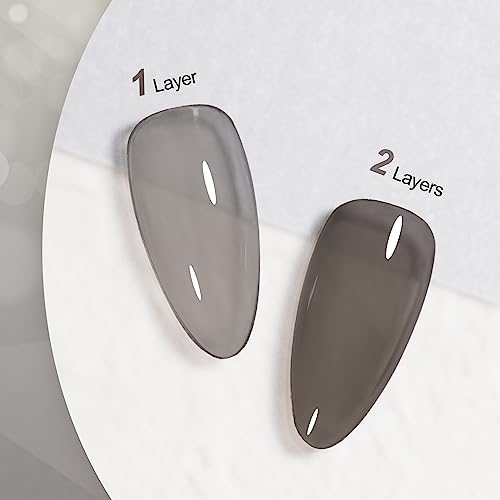 GAOY Jelly Nude Black Gel Nail Polish, 16ml Sheer Neutral Translucent Soak Off Gel Polish, UV Light Cure for Nail Art DIY, 1724 Smoked Glass