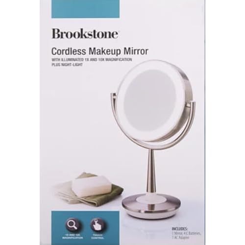 Brookstone Cordless Illuminated Makeup Mirror Silver