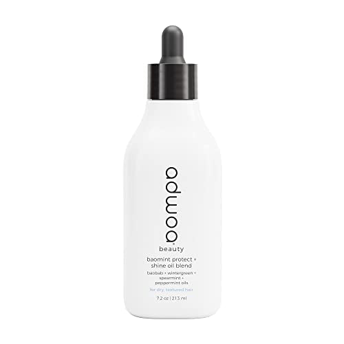 adwoa beauty Baomint¢â Shine + Protect Oil | Hair Growth & Scalp Oil with Baobab, Rosemary + Peppermint | 15+ Botanical Oils for Dry, Textured Hair | Non-Greasy, 7.2 oz Dropper Bottle