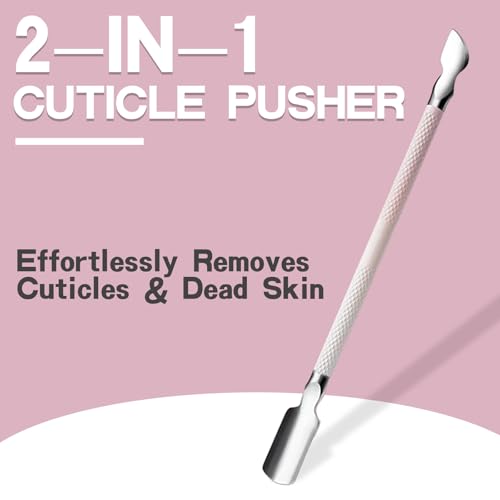 Kylara Cuticle Trimmer Set 3 in 1 - Cuticle Nipper,Pusher & Cutter,Professional Stainless Steel Manicure Pedicure Tools for Women,Gradient Pink Nail Care Kit for Home Salon & Nail Artists