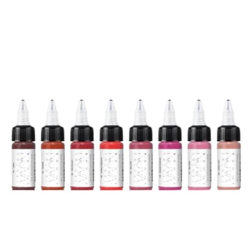 Nuva Colors PMU Pigment, Customizable, Cool Undertone for Lip Blushing & More, Vegan, Made in USA (8-Pack)