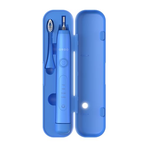 ORDO Sonic+ Electric Toothbrush with Case, Sonic Toothbrushes for Adults, Charging Travel Case, 4 Brushing Modes, Fast Rechargeable Battery, Silicone Polishing, USB Charger, Arctic Blue