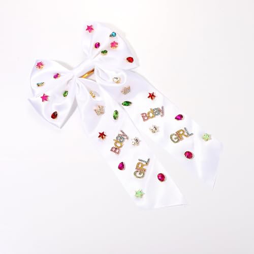 Birthday Hair Bows for Women Crown Birthday Girl Hair Bow Clips Crystal Pearl Star Jeweled Big Hair Bows Pink Bow Satin Hair Ribbons Accessories Gifts Party Favors (Pattern B3)