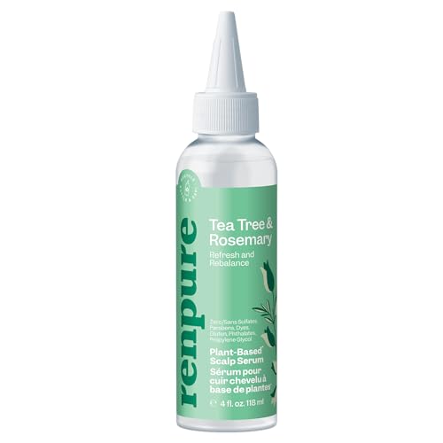Renpure Tea Tree & Rosemary Scalp Serum, Plant-Based - Refreshing & Rebalancing - For Moisturized, Soft Hair - For Oily/Normal Hair- Tea Tree Leaf Oil, Rosemary Leaf Extract - 4 Fl Oz