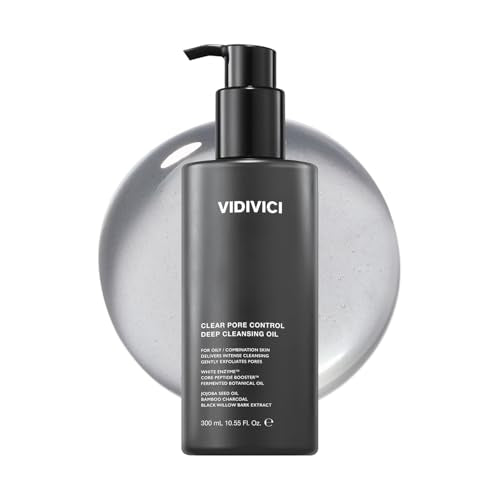 VIDIVICI Clear Pore Control Deep Cleansing Oil 10.14 fl.oz | Makeup remover with blackhead care, Korean facial cleanser for oily skin, Sebum control with Bamboo Charcoal Powder, Korean skin care