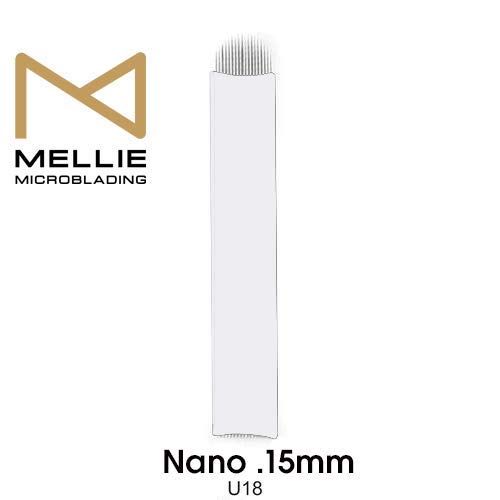 Mellie Microblading NANO U18 Microblading Blade 25 pcs - NANO 18 Pins .15mm Diameter Thinnest Blade On The Market - Best Microblading Blade for Crisp & Clean Strokes For Microblading Eyebrows