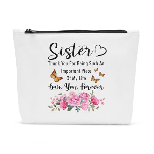 Sisters Gifts from Sister Makeup Bag Sister Mothers Day Birthday Gifts for Sisters Makeup Pouch Thank You for Being Such An Important Piece Cosmetic Bag