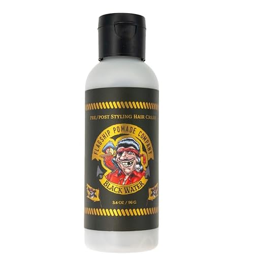 FLAGSHIP Black Water Hair Pomade for Men ? Pre-Styler & Styling Cream - Medium Hold, Low Shine, Matte Finish - Texturizing Liquid Pomade (3.4 oz)