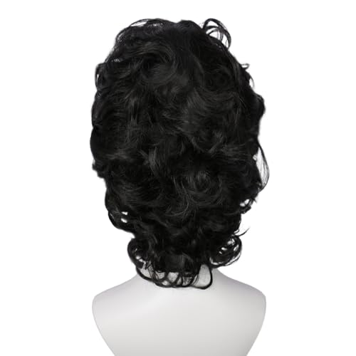 Linfairy Short Black Retro Vintage Wig Big Bouffant Beehive Wigs for Women fits 50s 80s Halloween Costume