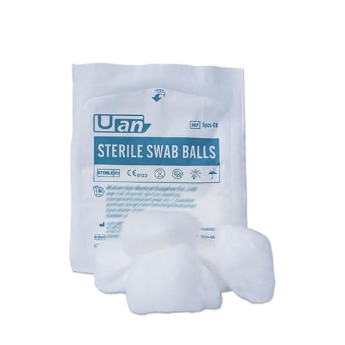 Cotton Sterile Wound Care Swabs - Individually Packaged, Sterilized (Cotton Balls (S) (5pcs/Pack)), 2 Box
