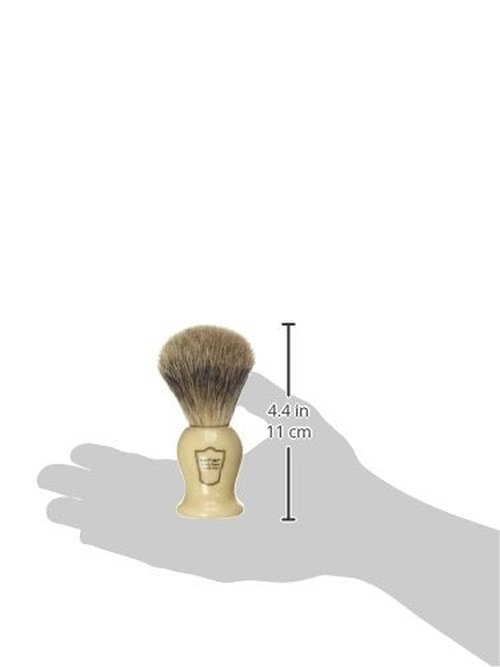 Parker 3-Band Pure Badger Bristle Shaving Brush – Faux Ivory Handle, Classic Wet Shave Brush for Lathering Shaving Soaps & Creams with Bladed Razors