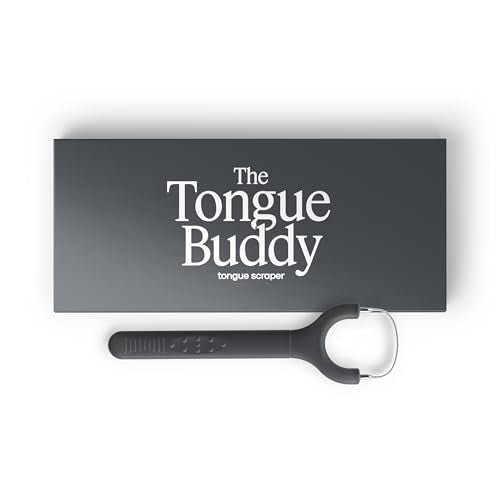 TheTongueBuddy¢â Effective Tongue Scraper for Adults - Ergonomic Tongue Cleaner Promotes Fresher Breath, Travel-Friendly Beauty and Personal Care Essential (Onyx Black)