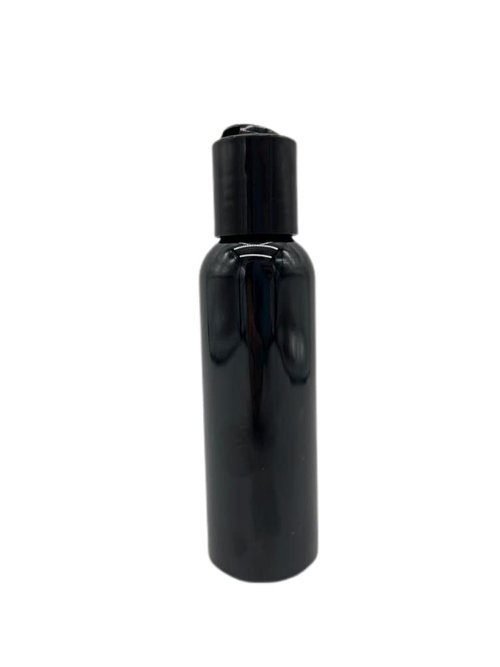 Natural Farms 2 oz Black Cosmo Plastic Bottles -12 Pack Empty Bottle Refillable - BPA Free - Essential Oils - Aromatherapy | Black Disc Caps - Made in the USA