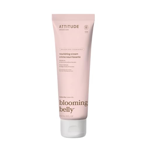 ATTITUDE Pregnancy Nourishing Body Cream, EWG Verified, Dermatologically Tested, Plant and Mineral-Based, Vegan Maternity Products, Argan Oil, 8 Fl Oz